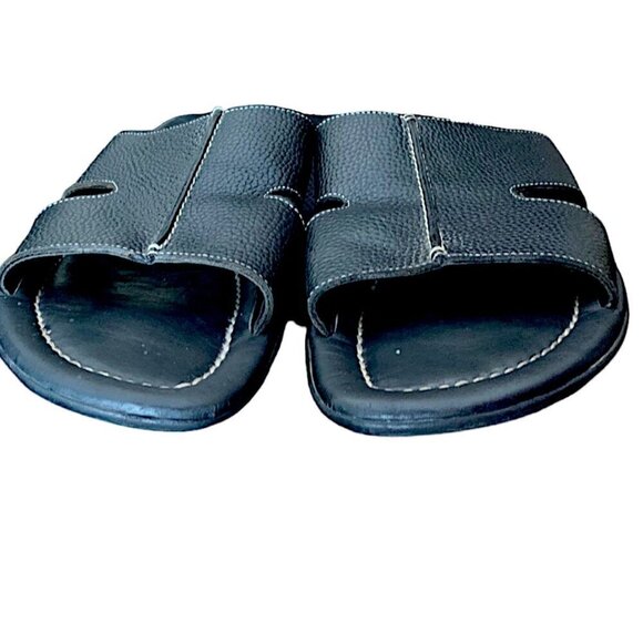 Donald J Pliner Men's Black Pebble Leather Slide Sandals Size 15 - Picture 4 of 9